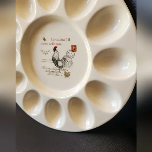 Vtg Maison Du Provence Rooster Ceramic Egg Serving Tray - Picture 9 of 10